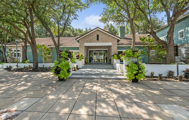 Front Entrance of Community Leasing Office at Essence Apartments in Dallas, TX.