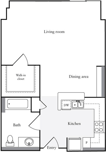 Studio, 1 bath, 578 sqft, $2,405, Unit P3