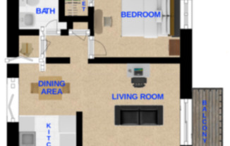 1 bed, 1 bath, 614 sqft, $665, Unit 114