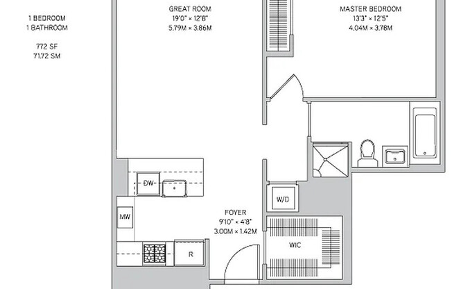 1 bed, 1 bath, 772 sqft, $6,900, Unit 1806