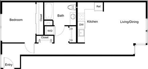 1 bed, 1 bath, 688 sqft, $2,316