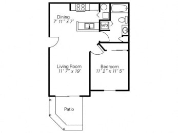 1 bed, 1 bath, 647 sqft, $1,254