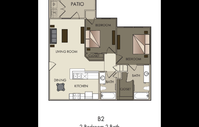 2 beds, 2 baths, 978 sqft, $1,425