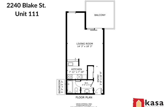 Studio, 1 bath, 250 sqft, $2,095, Unit 111