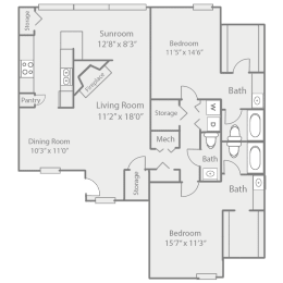 2 beds, 2.5 baths, 1,354 sqft, $1,280