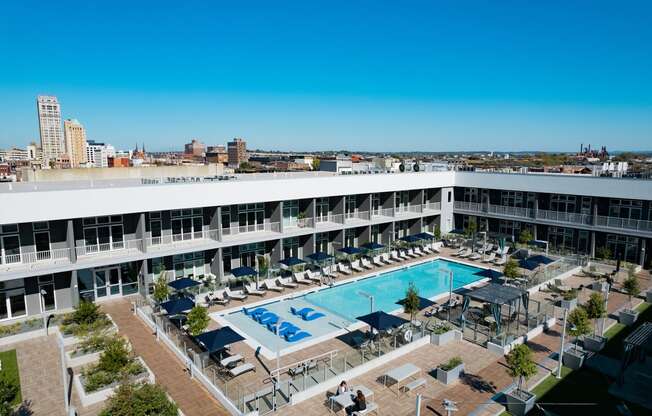 Aerial view of the property with a swimming pool at 20 Midtown Birmingham, AL 35233