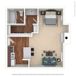 Studio, 1 bath, 450 sqft, $1,645