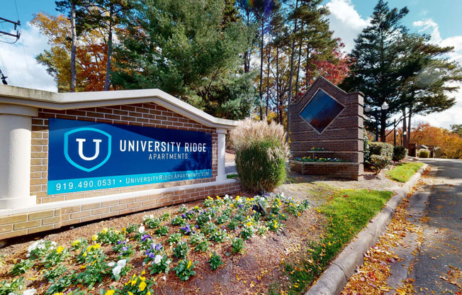 Entrance Signage at University Ridge Apartments, Durham, NC, 27707