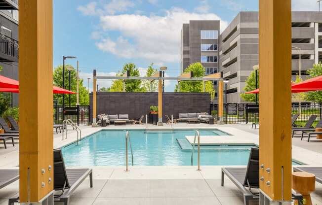 the swimming pool at the grove apartments