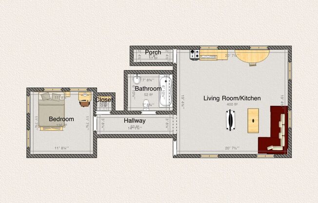 1 bed, 1 bath, 520 sqft, $1,150, Unit 302