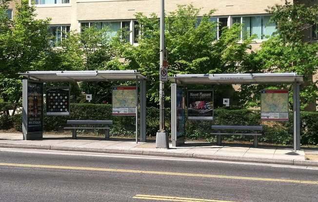 Bus stop across the street from Pershing House