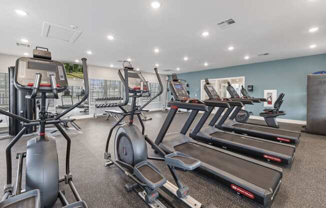 the gym with cardio equipment at the preserve at greatstone