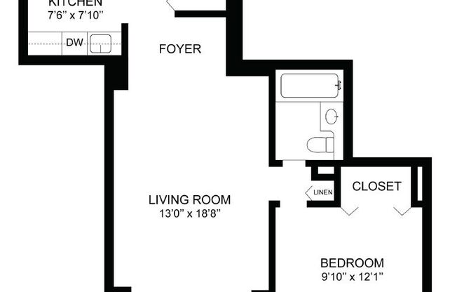 1 bed, 1 bath, 540 sqft, $2,775