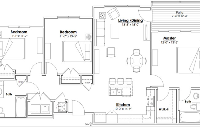 3 beds, 2 baths, 1,214 sqft, $1,695, Unit 6340-302